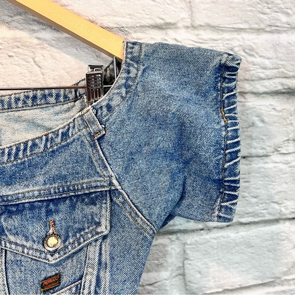 Vintage 90’s Women’s Large Fiorucci Denim Off the Shoulder Fitted Corset Top - Picture 5 of 13